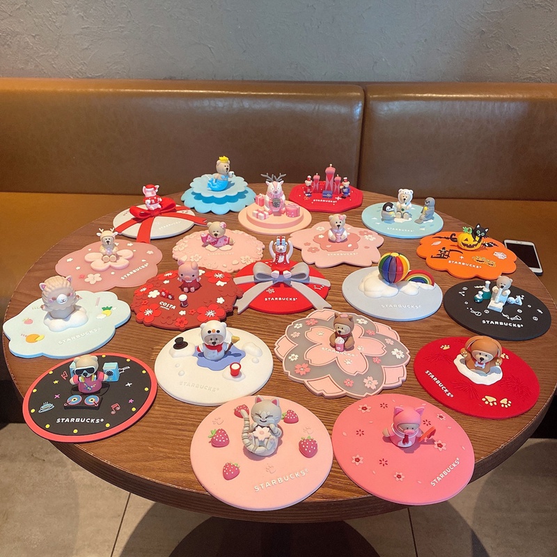 40 kiểu! Nắp đậy cốc nước Starbucks chống bụi bằng silicon cấp thực phẩm tiện dụng