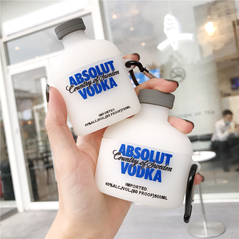 Vỏ Bảo Vệ Hộp Sạc Tai Nghe AirPods 1 / 2 / Pro / 3 Bằng Silicon Họa Tiết Vodka Độc Đáo