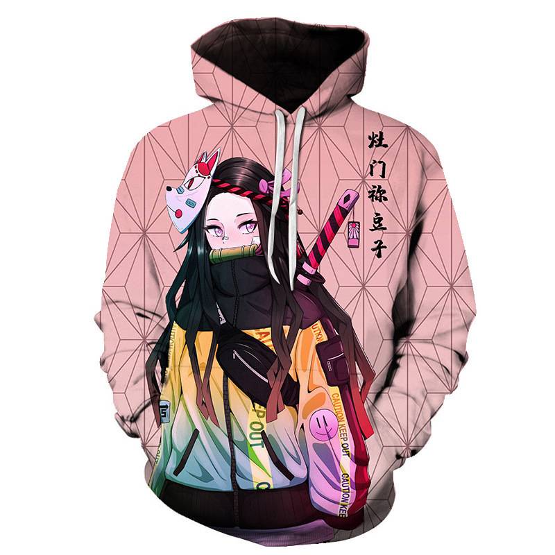 Áo Hoodie Dáng Rộng Tay Dài In Hình Anime Demon Slayer Kimetsu no Yaiba