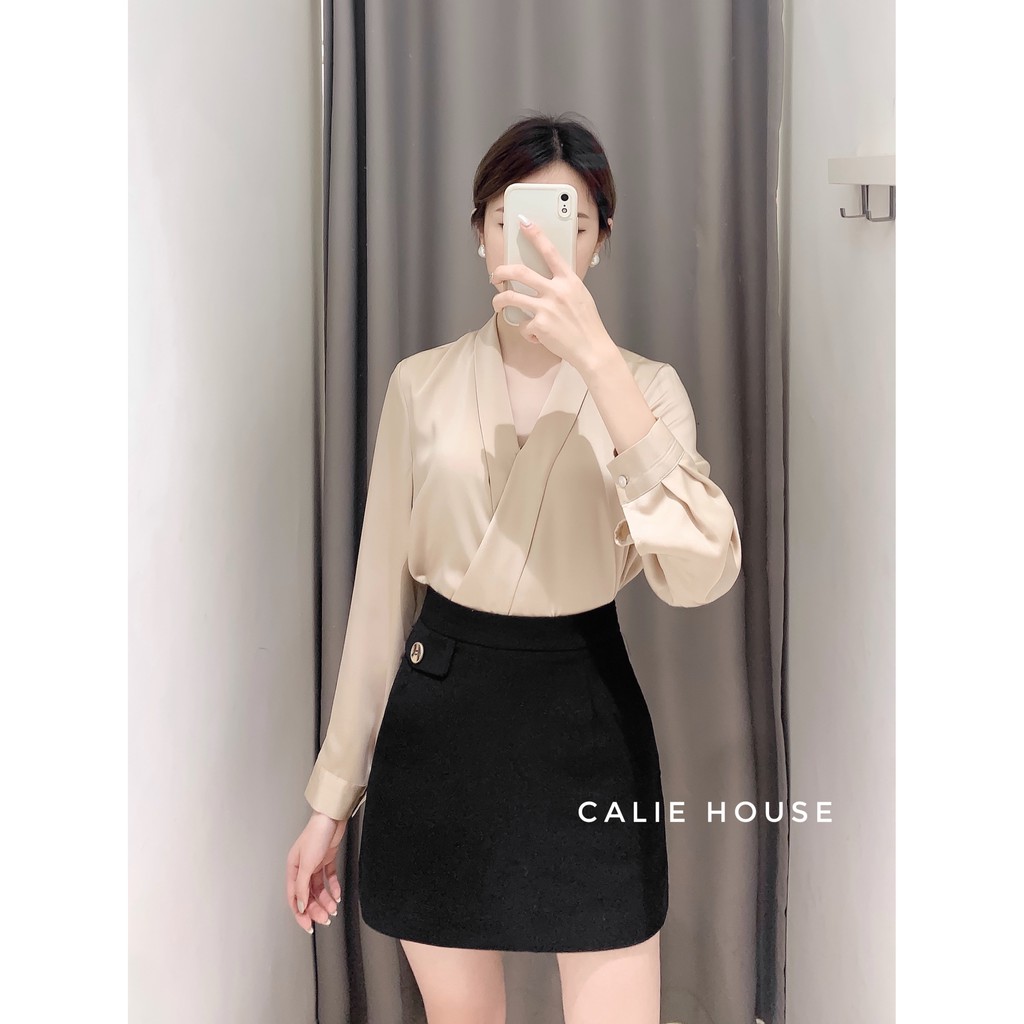 Áo sơ mi cổ chéo thời trang công sở Calie house A130 | BigBuy360 - bigbuy360.vn