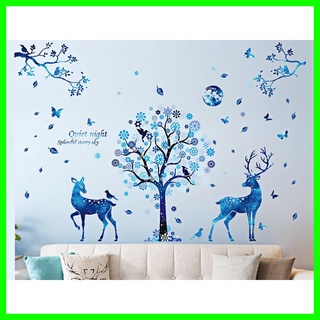 Decal dán tường hàn quốc hươu nai cây xanh