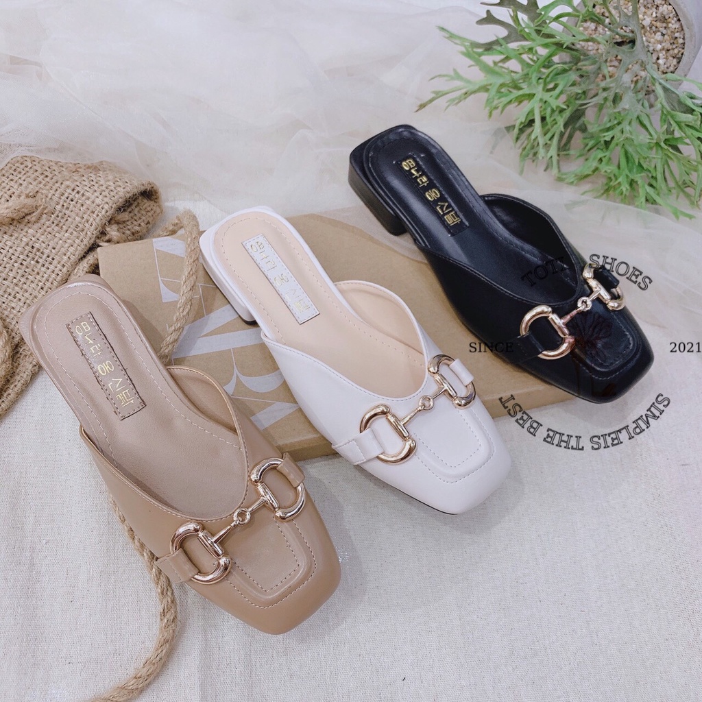 DÉP SỤC NỮ TOTIIE SHOES - DÉP ĐẾ VUÔNG THẤP KHÓA XÍCH - SỤC THỜI TRANG MŨI TRÒN D2110160