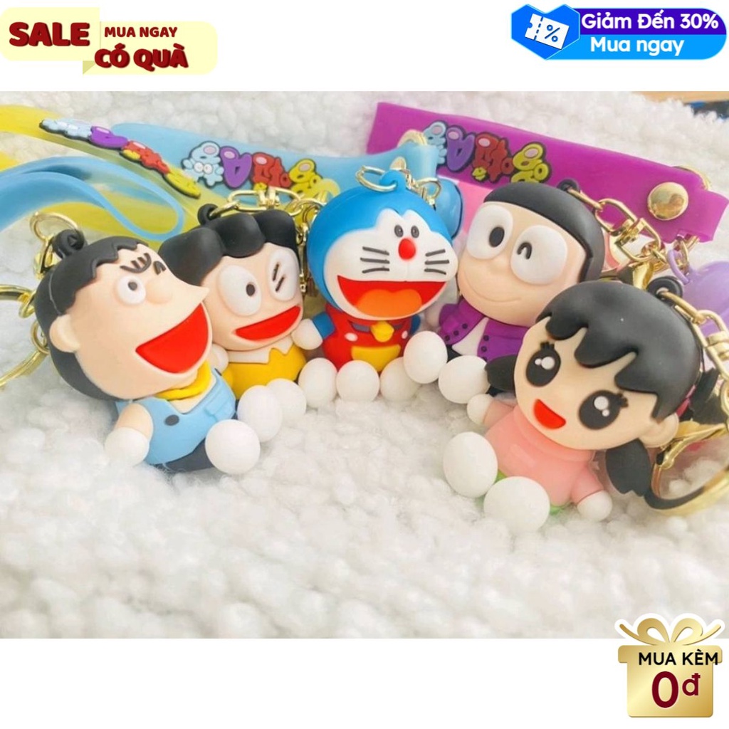 Móc khóa Doraemon Nobita, móc khóa cute dễ thương chất liệu silicon dùng làm quà tặng, dây treo [Free Ship]