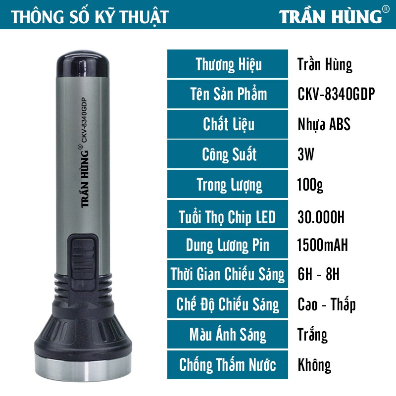 Đèn Pin Siêu Sáng Cao Cấp CKV-8340GDP