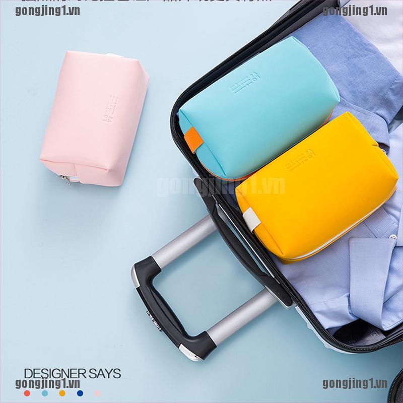 GONJON Women Travel Cosmetic Bag Waterproof Pu Candy Colors Makeup Bags Storage Bag