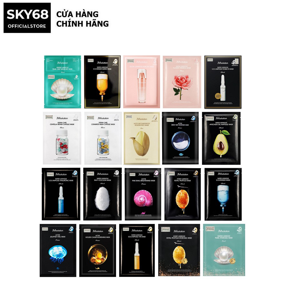 Combo 5 Mặt Nạ Cấp Ẩm, Dưỡng Trắng, Phục Hồi Da, Chăm Sóc Da Toàn Diện JM solution Mask 30ml x 5