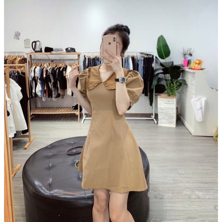 (Ảnh thật) váy cổ bèo sen dáng chữ A