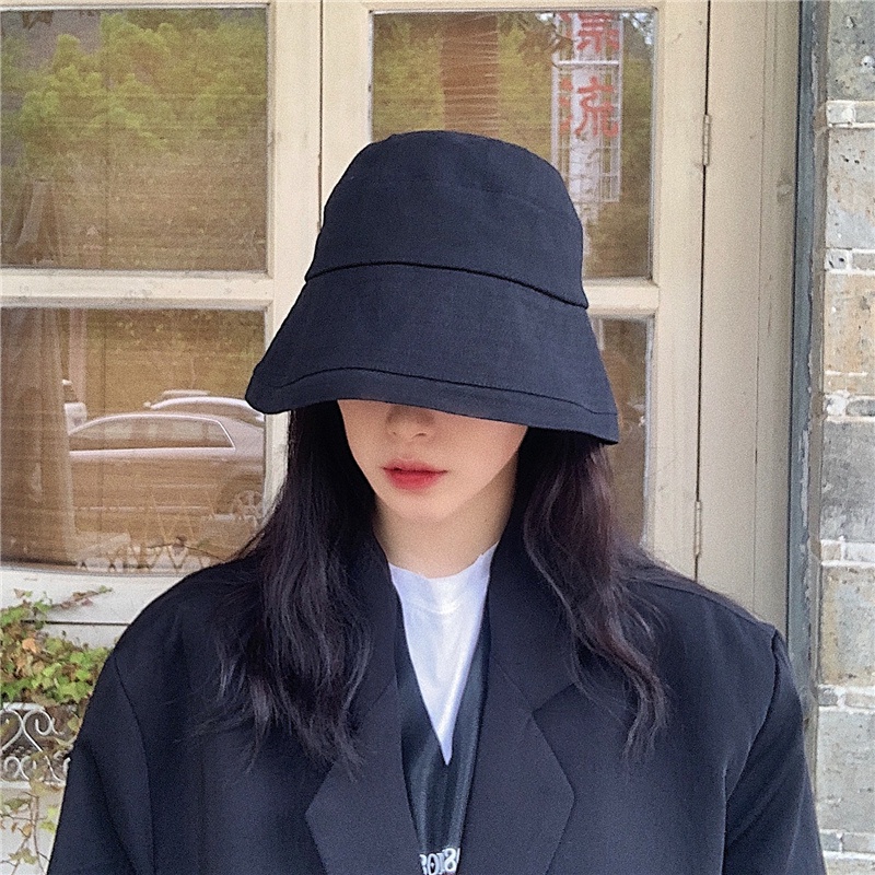 Nón Bucket Vành Rộng Bằng Cotton Lanh Mỏng Thoáng Khí Phong Cách Nhật Bản