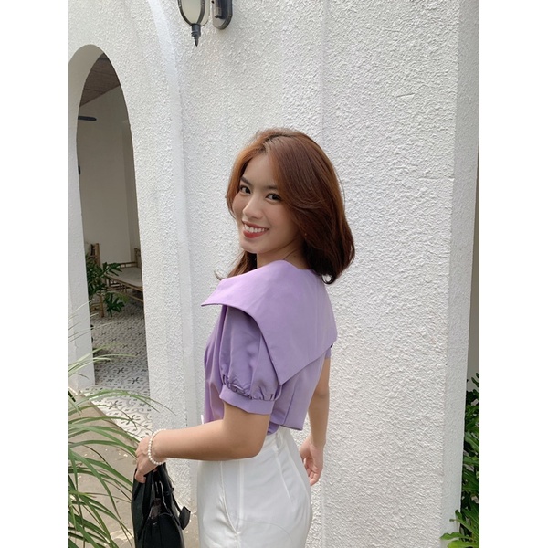 Áo sơ mi nữ tay ngắn - Tím