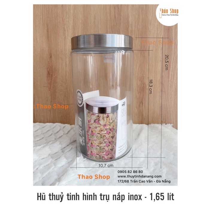 ⚠️ Lọ thủy tinh hình trụ nắp vặn inox DELI Glassware 1.650ML