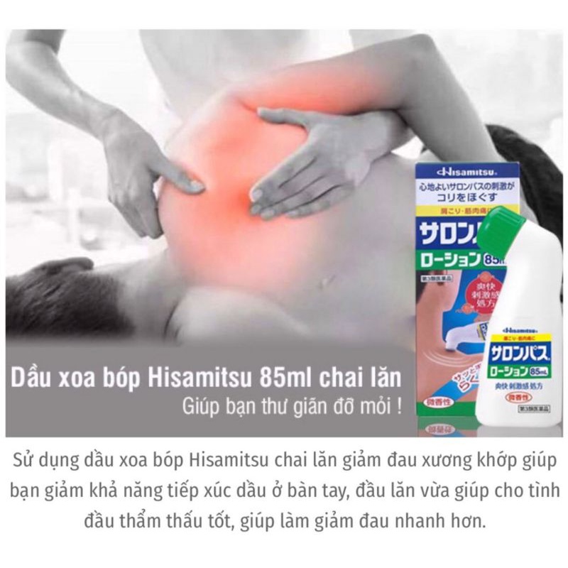 Dầu nóng xoa bóp dạng chai lăn Salonpas Hisamitsu 85ml Nhật Bản Chính Hãng