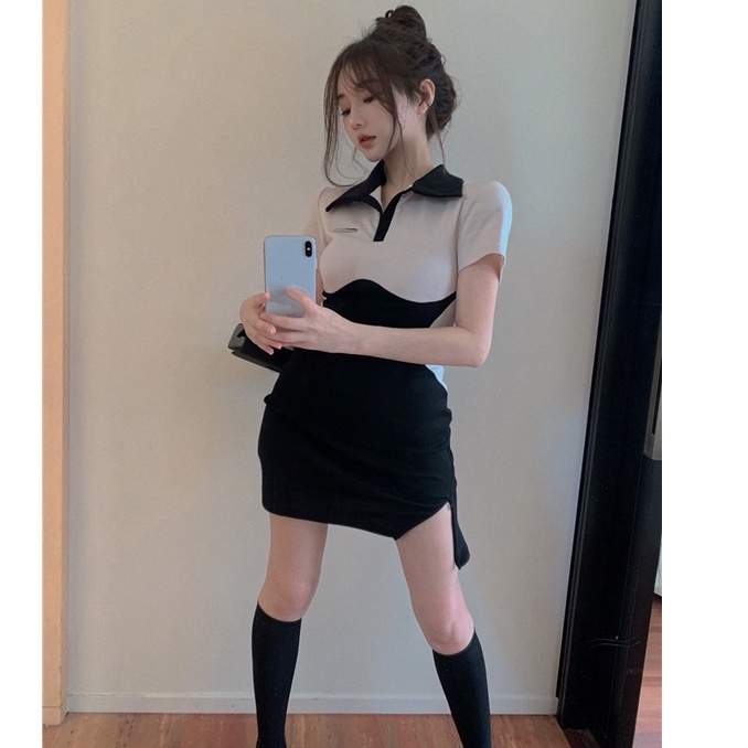 Đầm ngắn ZHELIHANGFEI tay ôm eo dáng ngắn gợi cảm dành cho nữ