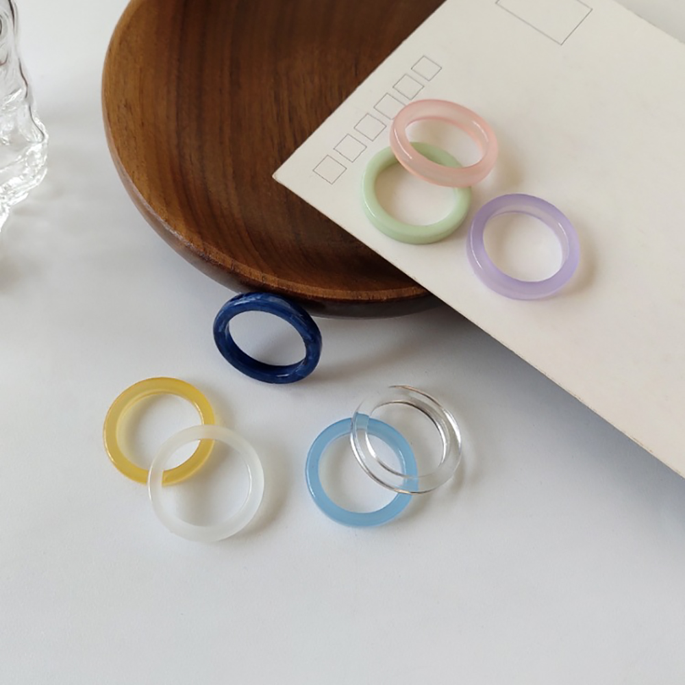 Nhẫn Nhựa Resin Trong Suốt Phong Cách Hàn Quốc Cổ Điển Dành Cho Nữ