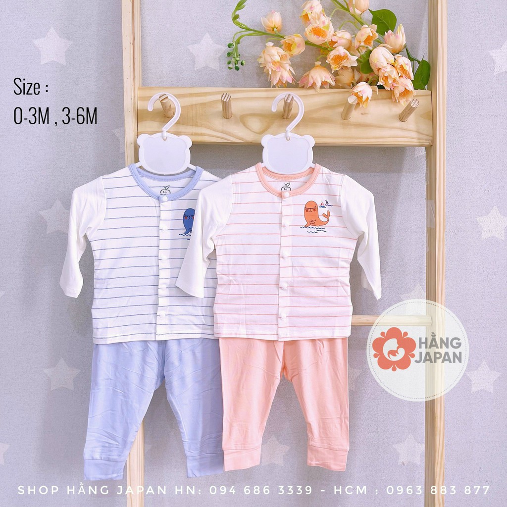 La Pomme Bộ Dài Tay  Cúc Giữa Sư Tử Biển SLS184 - Xanh- Hồng cho bé