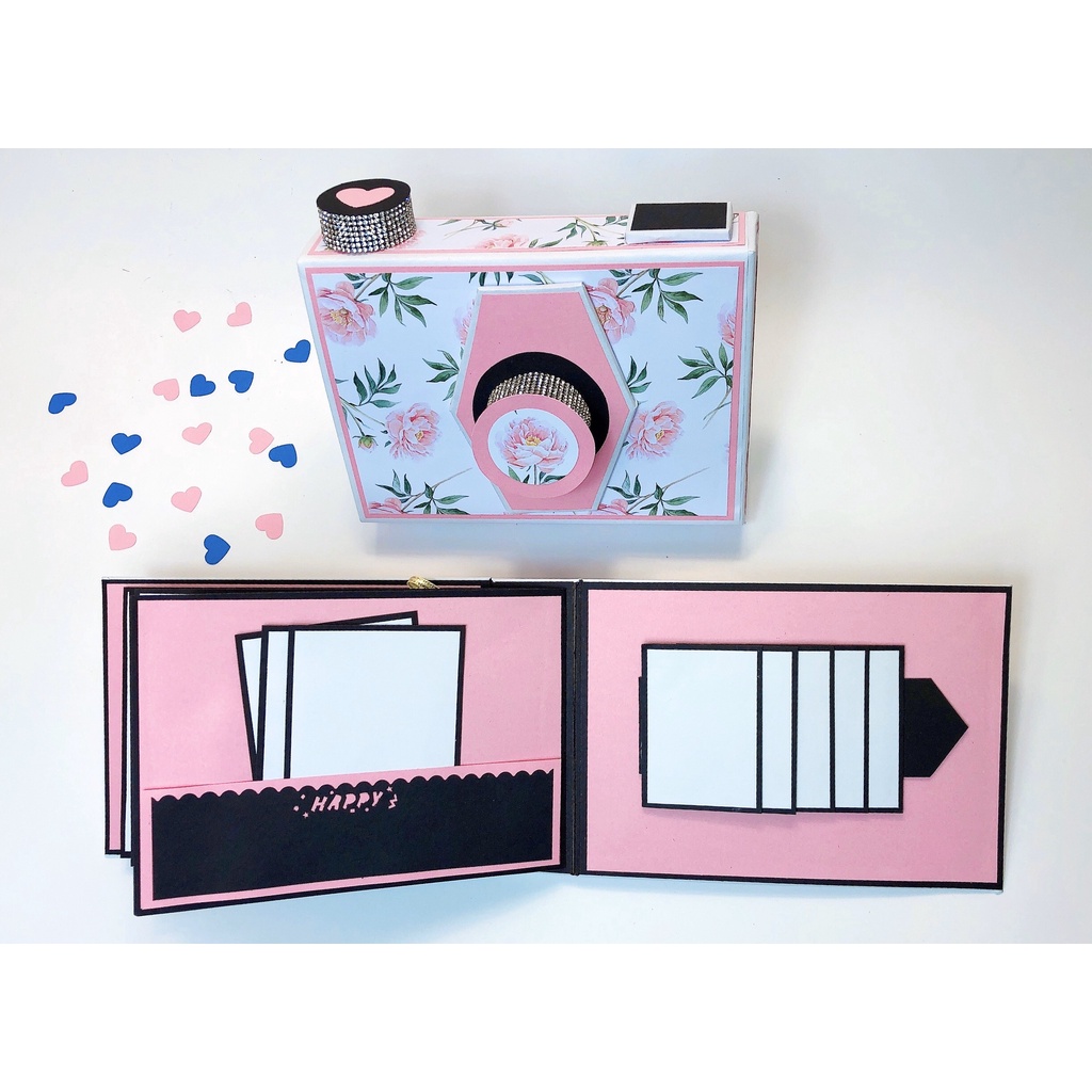 Camera box - album dán ảnh màu hồng - ảnh chụp thực tế - đẹp - độc - lạ