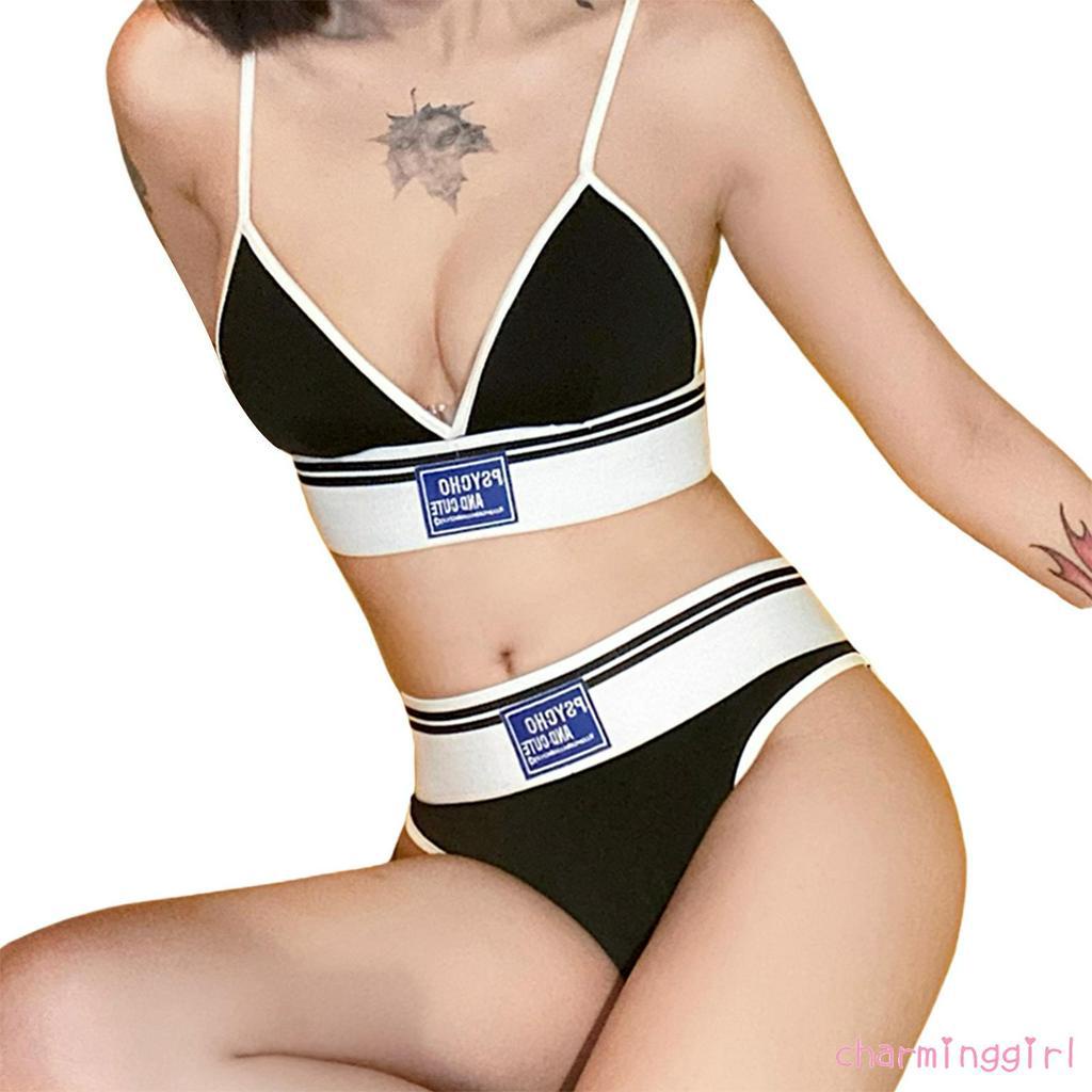 Set Đồ Lót 2 Mảnh Thêu Chữ Thời Trang Cho Nữ