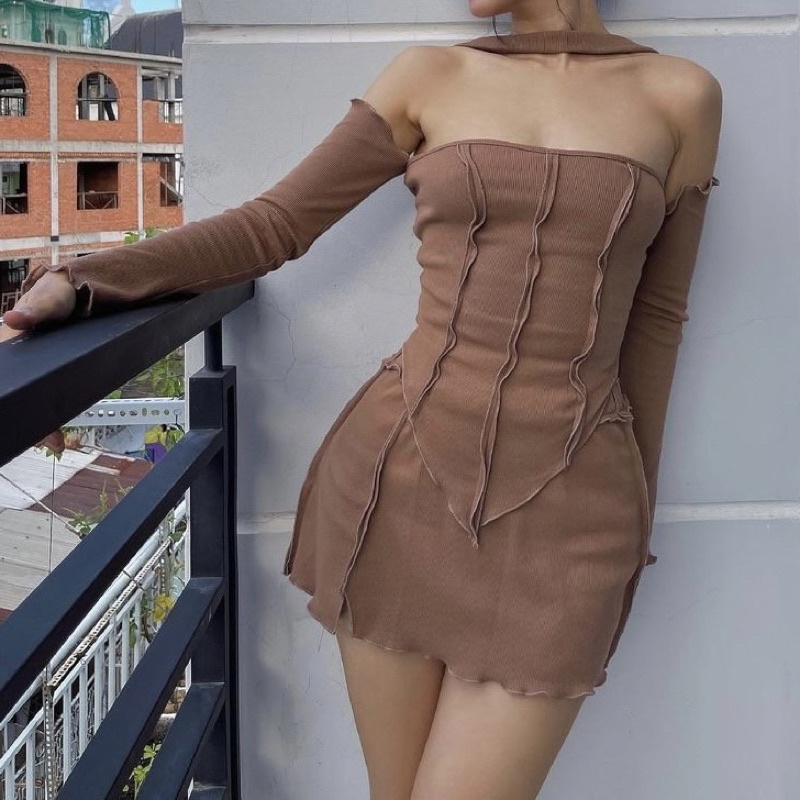 Set Y2K Áo Và Chân Váy Siêu Sexy
