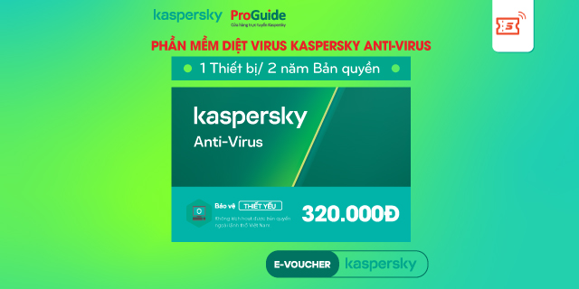 Toàn Quốc - Phần Mềm Diệt Virus Kaspersky AntiVirus 1 user/2 năm - Bảo hành 24 tháng
