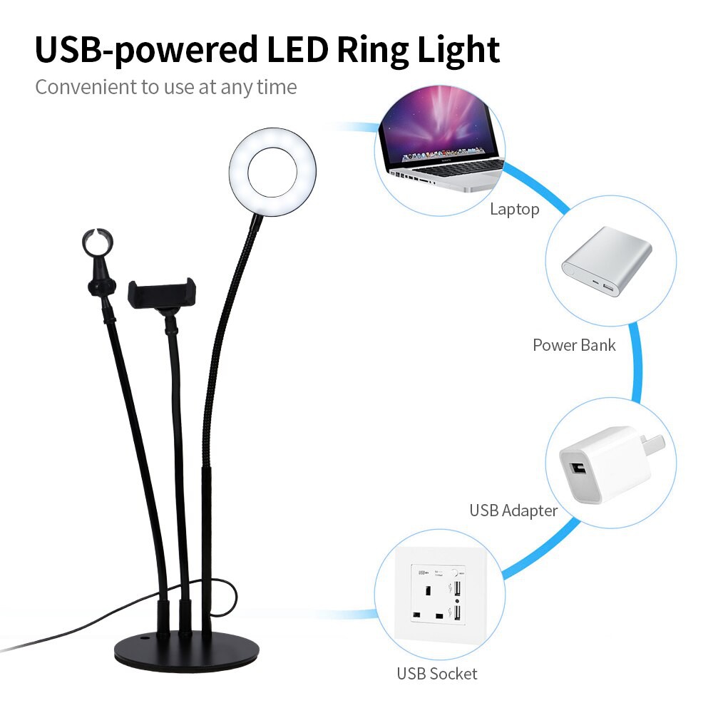 Đèn Led Livestream Để Bàn,  Có Giá Đỡ Micro, Kẹp Điện Thoại Livestream, Bán Hàng Online, Bảo Hành 3 Tháng