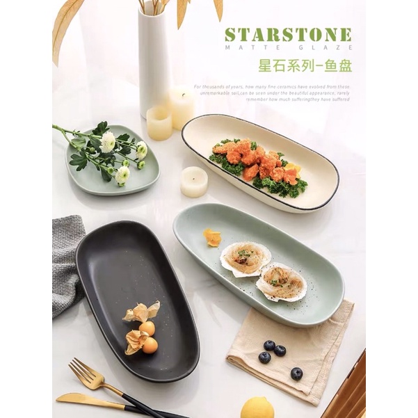 Bộ bát đĩa mix màu dáng méo starstone phong cách Bắc Âu
