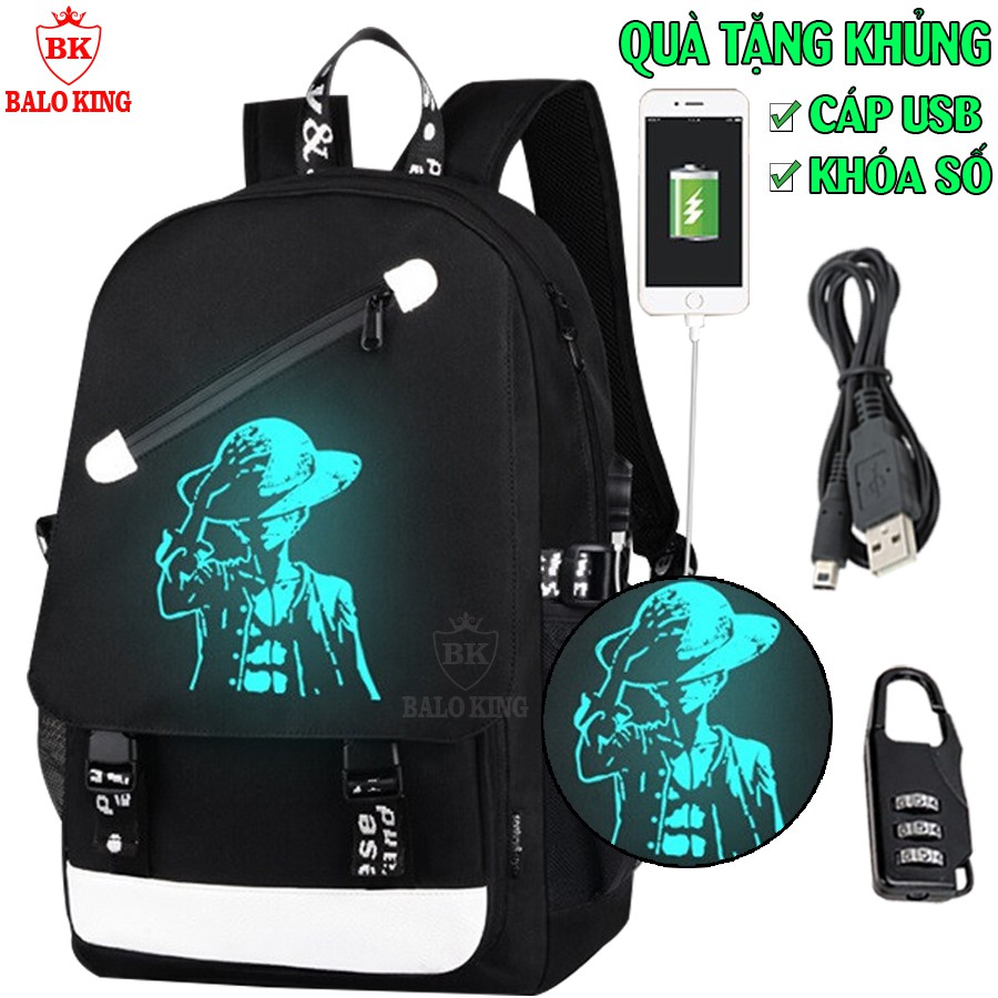Balo nam nữ đi học thời trang phát sáng Baloking độc đáo - TẶNG cáp sạc USB + Khóa số xịn - Cặp đi học HOT nhất 2021