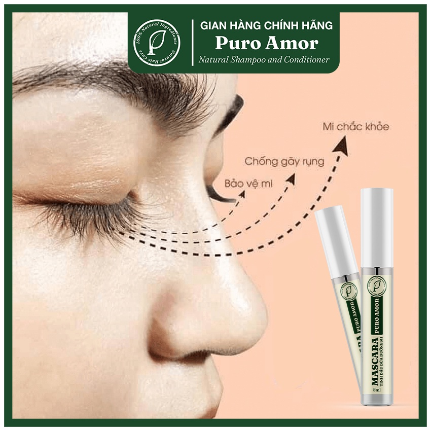 Mascara PURO AMOR chuốt mi giữ ẩm, dài mi từ dầu dừa nguyên chất tinh dầu dừa dưỡng mi 5ml