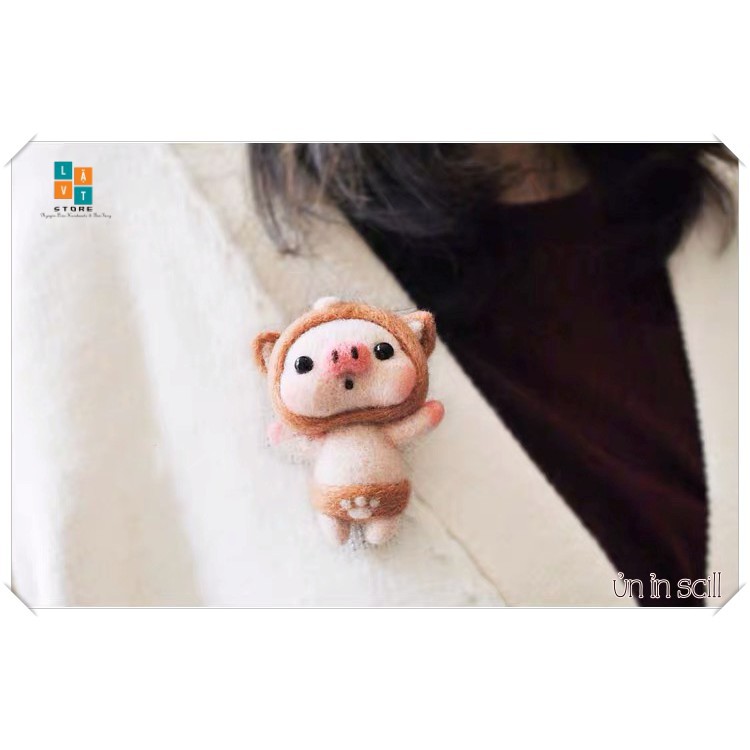 [FREESHIP TỪ 50K] KIT LEN CHỌC ỦN ỈN SCILL - Needle Felting Pig - Handmade, Quà Tặng, DIYS