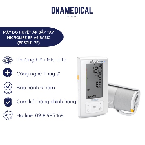 MÁY ĐO HUYẾT ÁP BẮP TAY MICROLIFE BP A6 BASIC (BP3GU1-7F) - DNA Medical - Vật tư, thiết bị y tế chính hãng