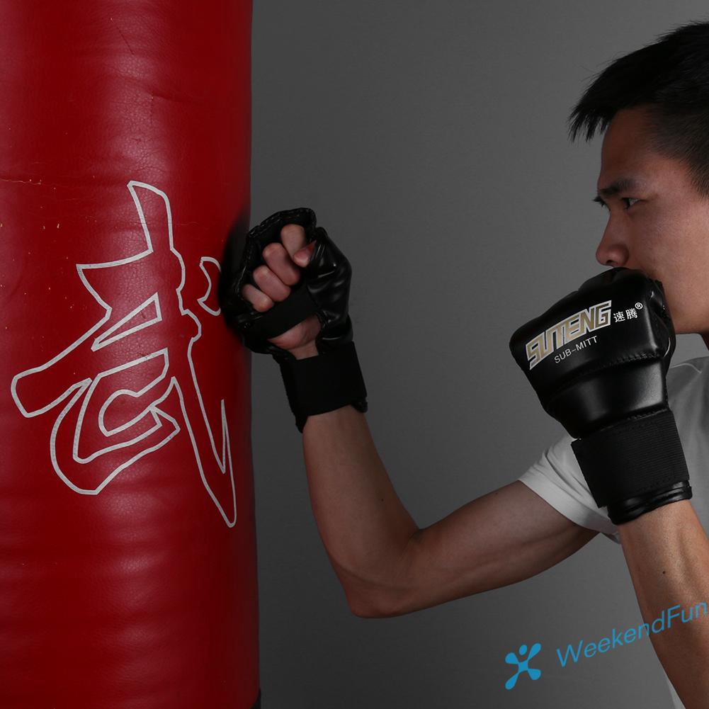 Găng Tay Da Pu Hở Ngón Dùng Khi Luyện Tập Boxing Muay Thái