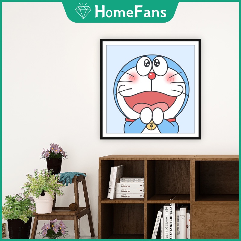 Bộ Tranh Đính Đá 5D Tự Làm 40x40cm Hình Doraemon Hoạt Hình Trang Trí Nhà Cửa