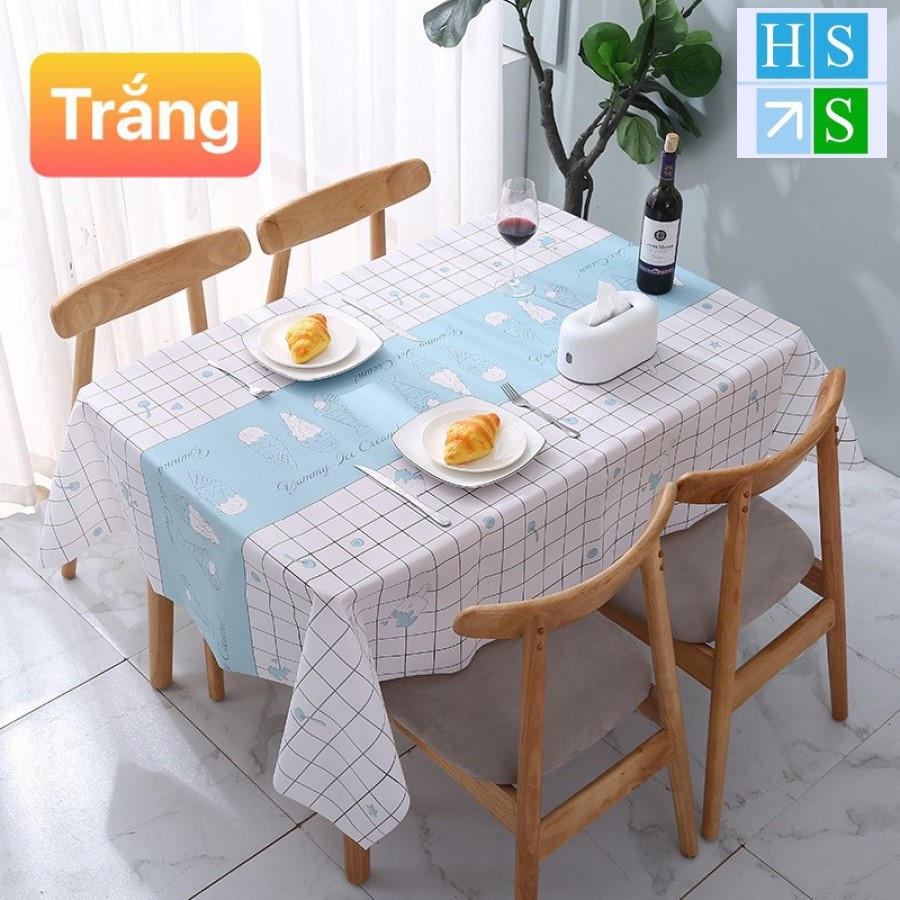 (KT : 137 x 180cm) Khăn trải bàn chống thấm nước nhựa mềm PVC , dễ lau sạch , không bám bẩn , lịch sự trang nhã