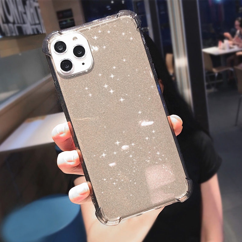 Đối với iPhone 11 12 13 Pro max X XR XS Max SE 2020 8 7 Plus 12 13 Mini Phone Case Glitter Chống sốc trong suốt TPU mềm