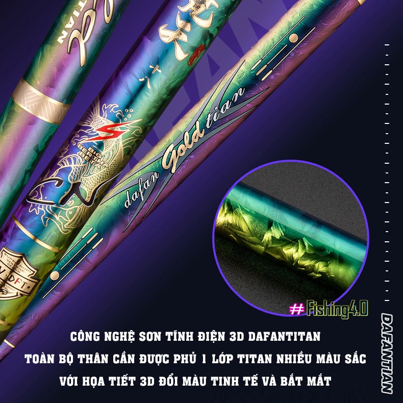 Cần Câu Tay TAIYU Thái Vũ ĐẠI THIÊN VĨ - TITAN 3D Đổi Màu Siêu Nhẹ Cao Cấp - THIEN VI