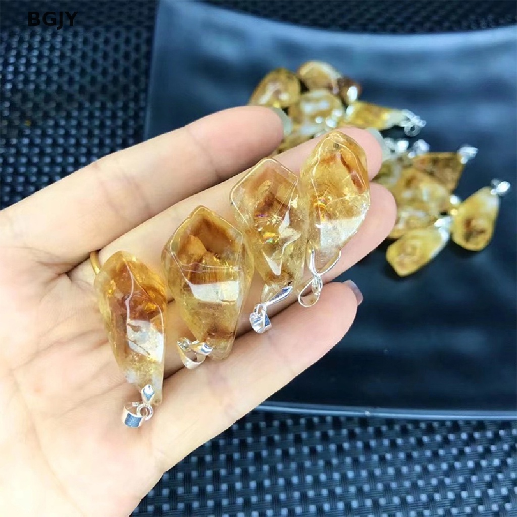 Mặt Dây Chuyền Đá Citrine Brazil Tự Nhiên Mới