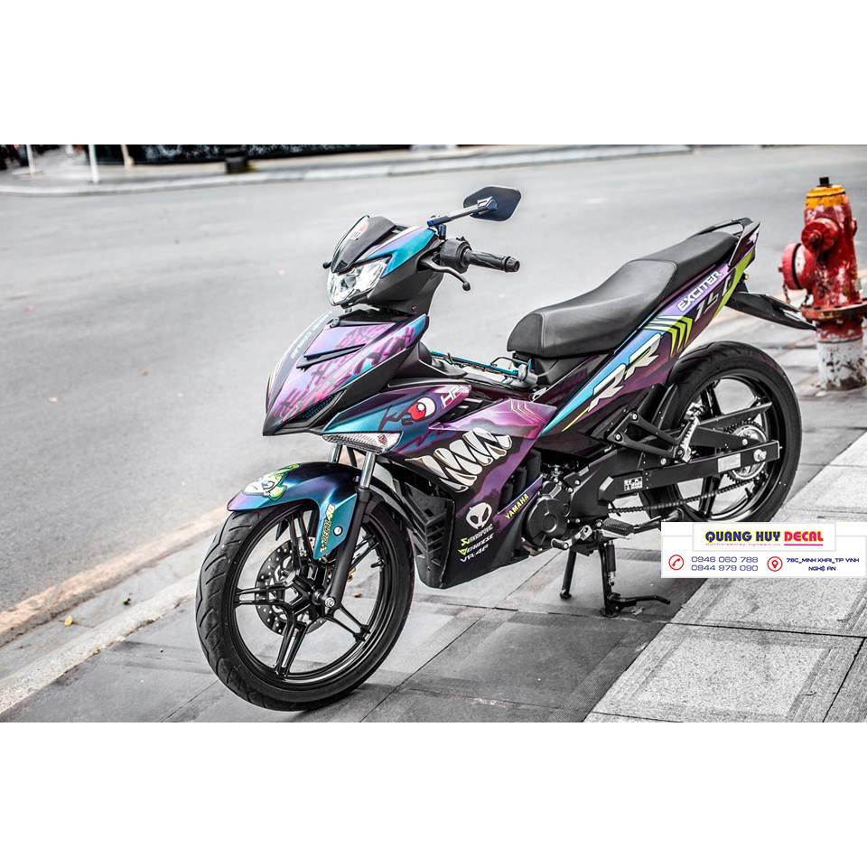 Tem trùm ♦FREESHIP♦ exciter 150 cá mập xanh tím shark, độ team decal xe ex dán đời 2015-2020