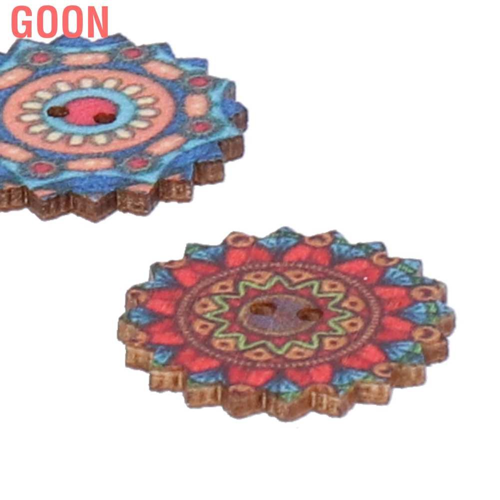 Goon 100Pcs Wooden Buttons Gear‑Shape 2‑Holes Button DIY Craft Scrapbook Sewing Accessory