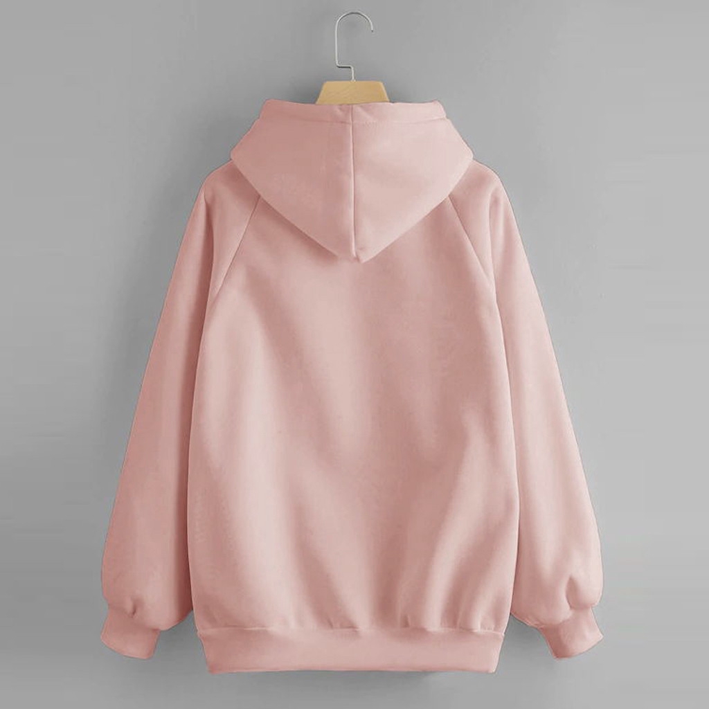 Áo hoodie màu trơn dáng rộng cho nữ size S-XXL | BigBuy360 - bigbuy360.vn