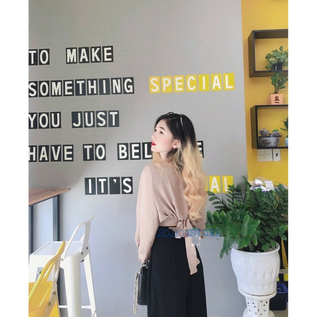 SET BỘ ÁO BUỘC NƠ LƯNG PHỐI QUẦN CULLOTES ỐNG RỘNG CHẤT TUYẾT MƯA HOT