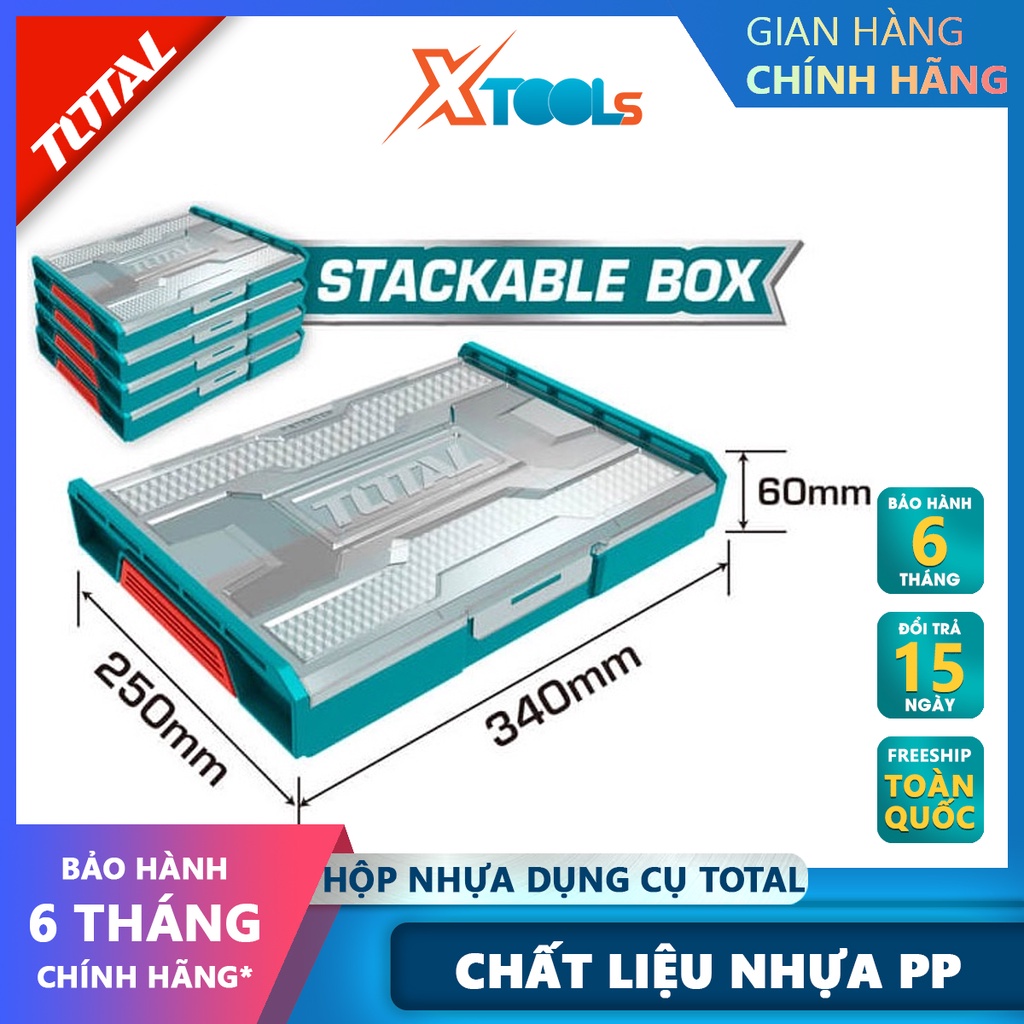 Hộp nhựa đựng dụng cụ TOTAL THKTV02 hộp đồ nghề kích thước 340 * 250 * 60mm, Có thể xếp chồng lên nhau Chất liệu nhựa PP