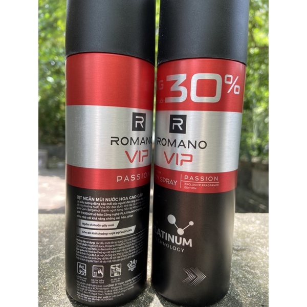 XỊT NGĂN MÙI TOÀN THÂN CAO CẤP ROMANO VIP 150ml tặng thêm 30% thể tích