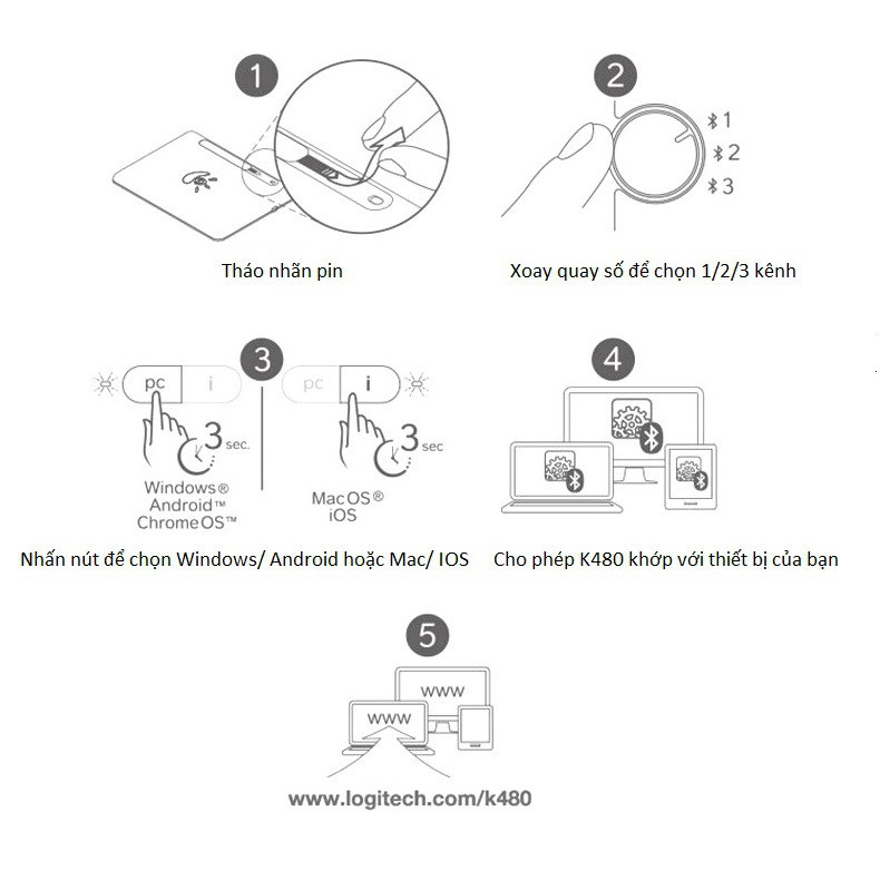 Bàn Phím Bluetooth Logitech K480 dành cho máy tính hoặc điện thoại di động