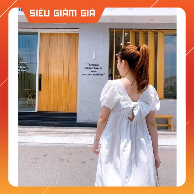 Váy Nữ Thời Trang trắng buộc nơ xinh xắn | BigBuy360 - bigbuy360.vn