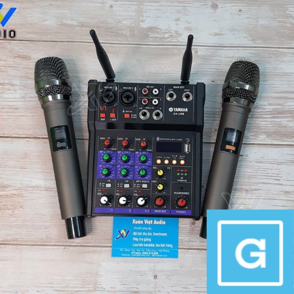 Mixer Livestream Yamaha G4 ÚSB Bluetooth ( tặng jack loa keo + jack 3.5 bông sen + 2 micro )