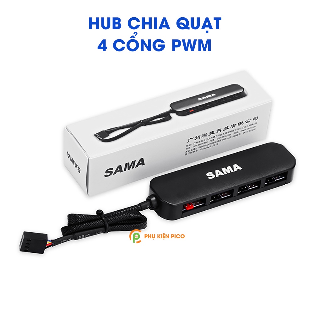 Hub chia quạt 4 cổng pwm điều tốc - Hub fan case PWM 4 cổng chính hãng Sama