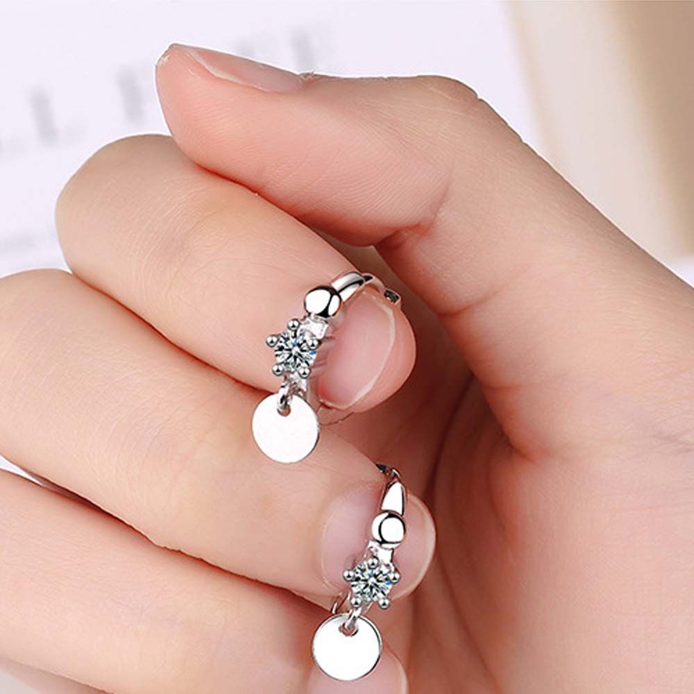 Khuyên Tai Tròn Đính Đá Zircon Đơn Giản Thời Trang Cho Nữ