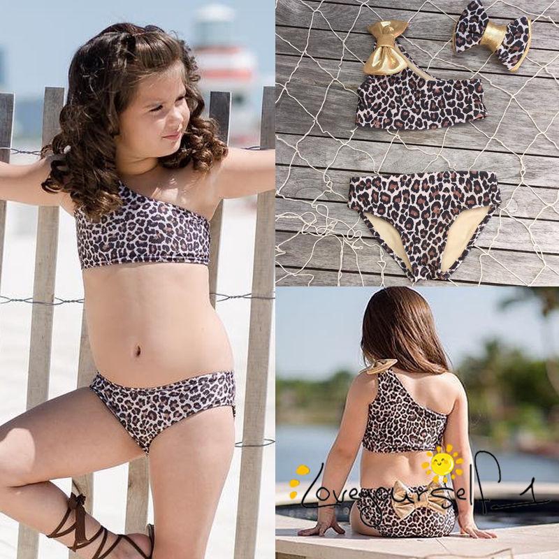 Bộ Bikini Họa Tiết Da Báo Dành Cho Bé Gái