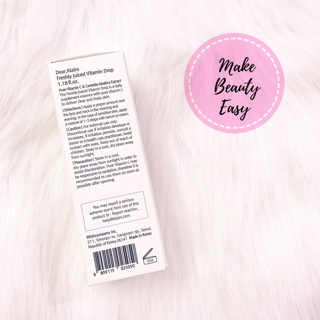 Tinh Chất Klairs Vitamin C Dưỡng Sáng Da, Mờ Thâm 35ml Freshly Juiced Vitamin Drop