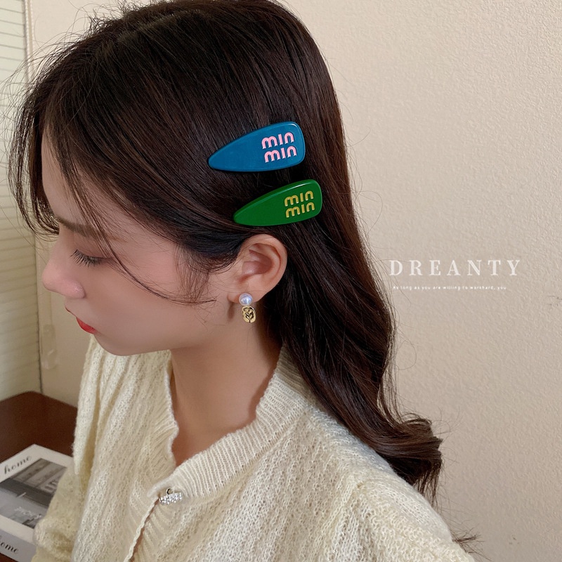 Kẹp Tóc Mái Ngang Hình Học / Giọt Nước / Chữ Cái Thời Trang Hàn Quốc Dễ Phối Đồ