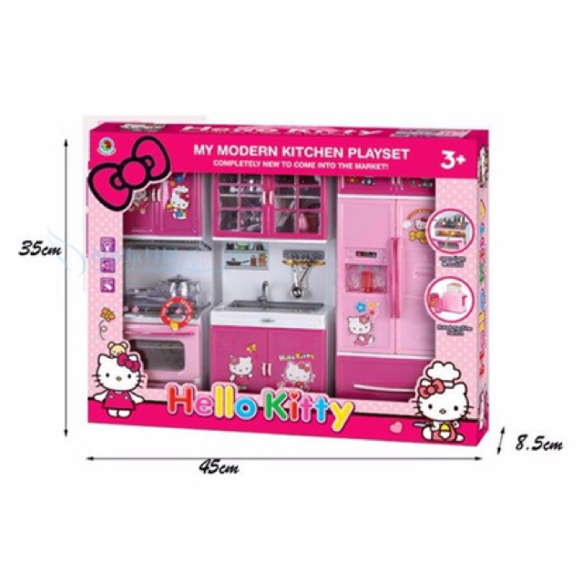 Bộ Bếp 3 Gian Mini Hello Kitty  Tủ lạnh , Lò nướng , Bếp ( Size &gt;30cm )