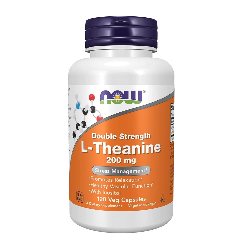 Now Double Strength L-Theanine 200mg - Viên uống giảm stress, giảm căng thẳng, hỗ trợ tim mạch 120 viên